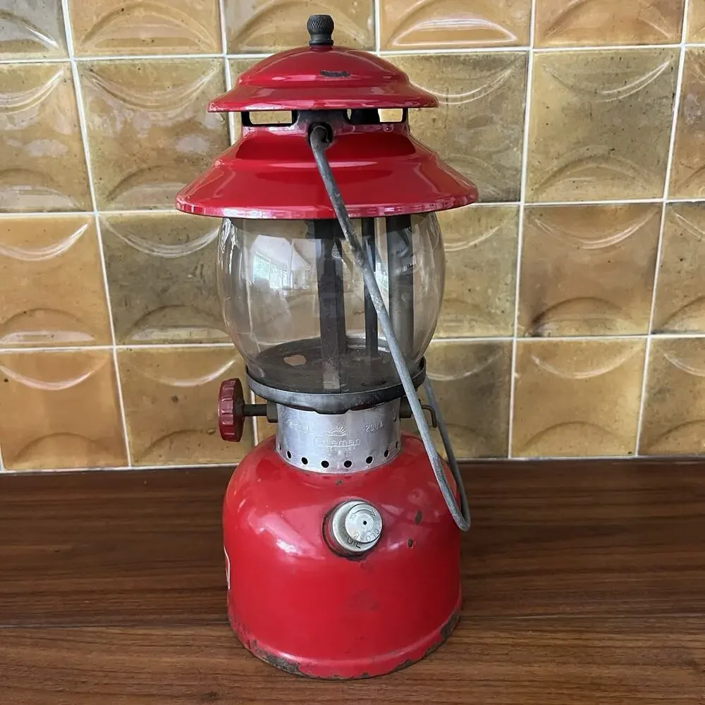 Vintage Coleman Red Gas Single Mantle Camping Lantern